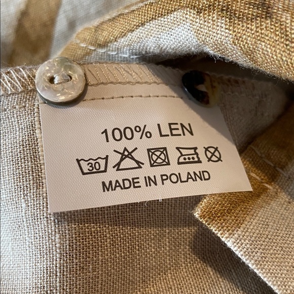 iLinen Classic Button Down Shirt Natural Zebra Size XS - Picture 10 of 12